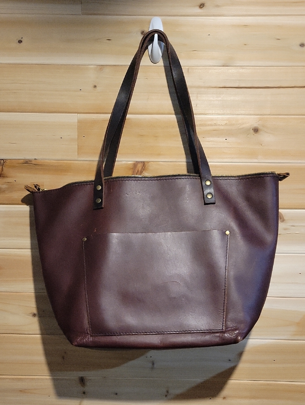 Portland Leather Dark Brown Tote with Front Pocket